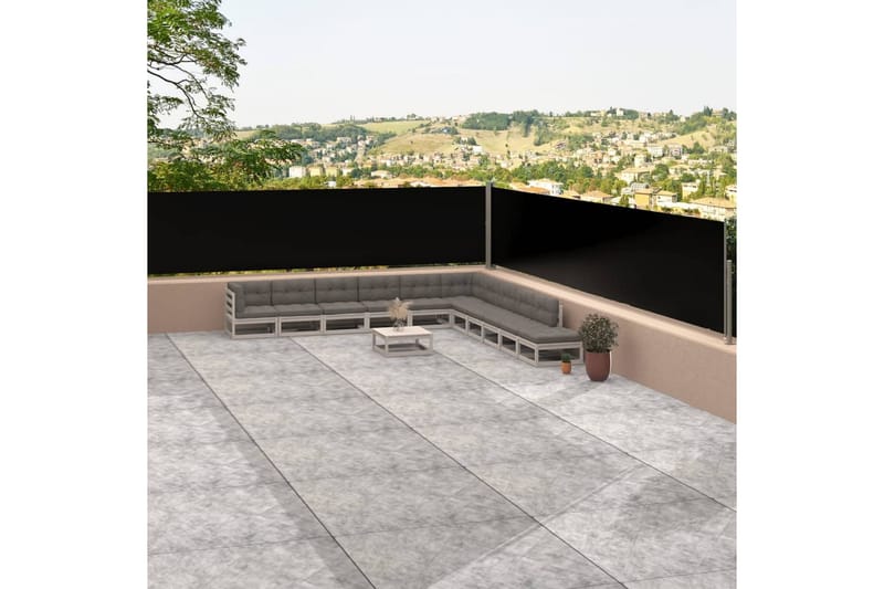 Infällbar sidomarkis svart 117x1200 cm - Svart - Utemöbler - Solskydd - Markiser - Balkongmarkis