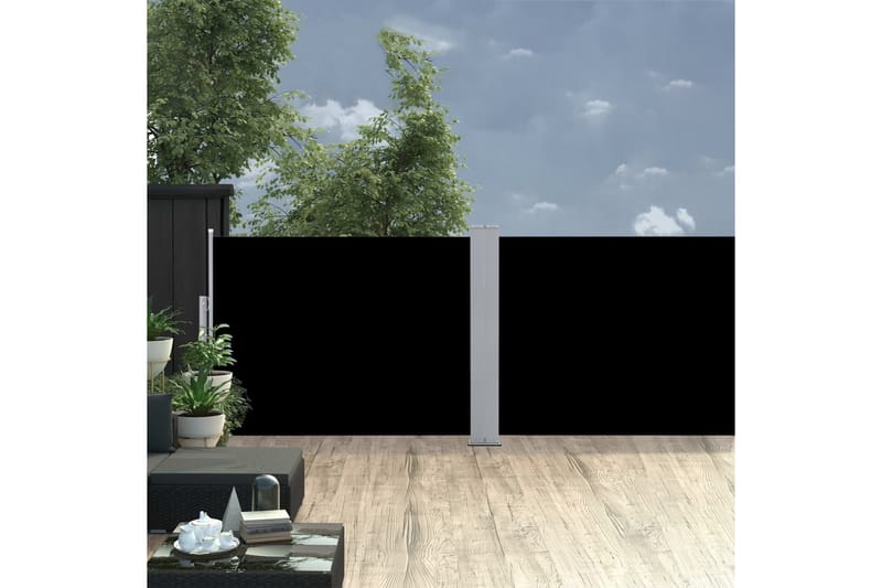 Infällbar sidomarkis svart 120x1000 cm - Svart - Utemöbler - Solskydd - Markiser - Balkongmarkis
