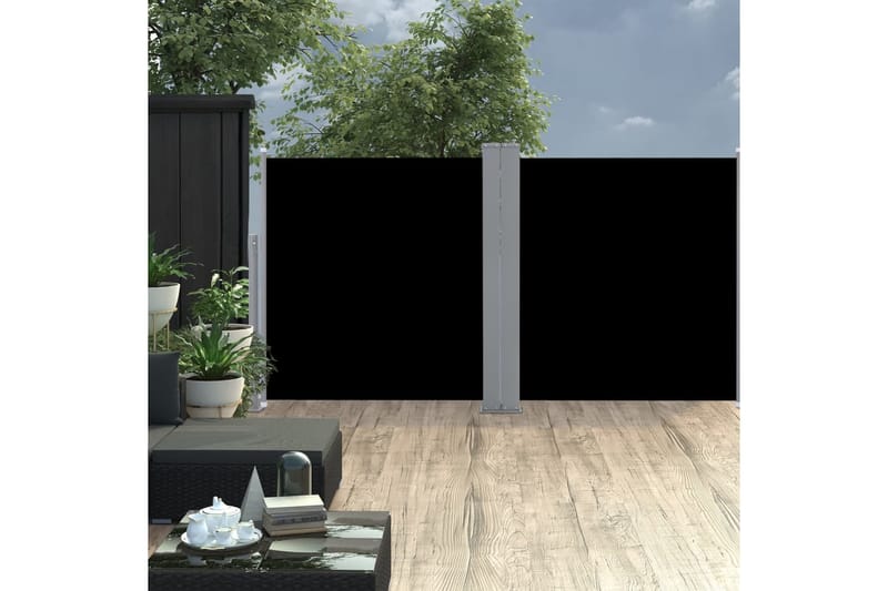 Infällbar sidomarkis svart 120x600 cm - Svart - Utemöbler - Solskydd - Markiser - Balkongmarkis