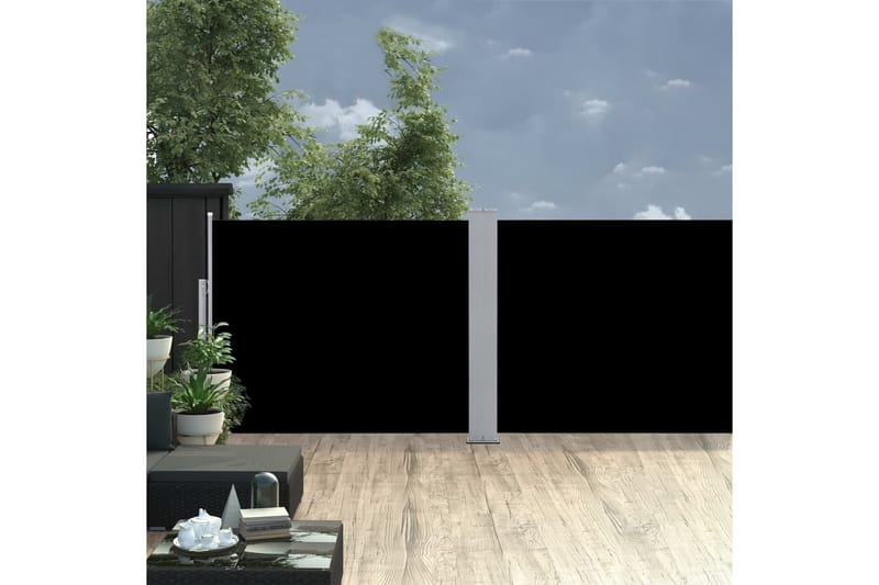 Infällbar sidomarkis svart 140x1000 cm - Svart - Balkongmarkis - Markiser - Sidomarkis - Balkongskydd & insynsskydd balkong