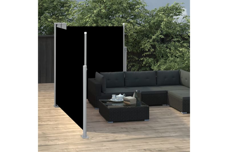 Infällbar sidomarkis svart 140x600 cm - Svart - Utemöbler - Solskydd - Markiser - Balkongmarkis