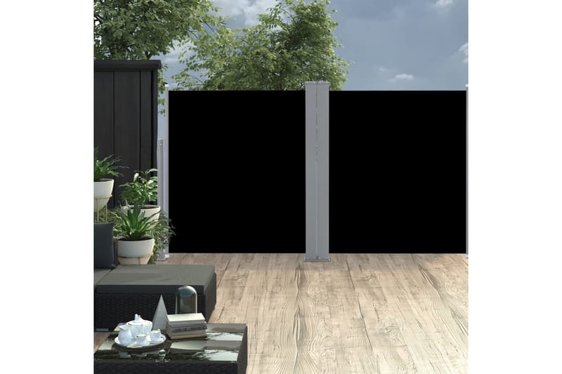 Infällbar sidomarkis svart 140x600 cm - Svart - Utemöbler - Solskydd - Markiser - Balkongmarkis