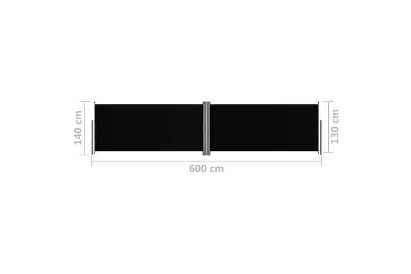 Infällbar sidomarkis svart 140x600 cm - Svart - Utemöbler - Solskydd - Markiser - Balkongmarkis