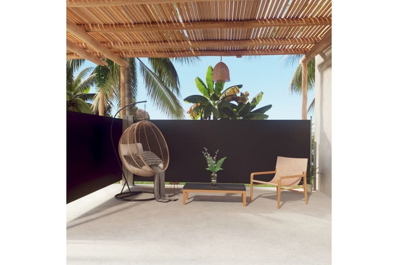 Infällbar sidomarkis svart 140x600 cm - Svart - Utemöbler - Solskydd - Markiser - Balkongmarkis