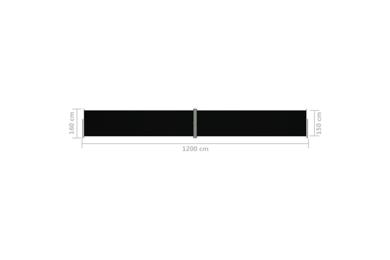 Infällbar sidomarkis svart 160x1200 cm - Svart - Balkongmarkis - Markiser - Sidomarkis - Balkongskydd & insynsskydd balkong