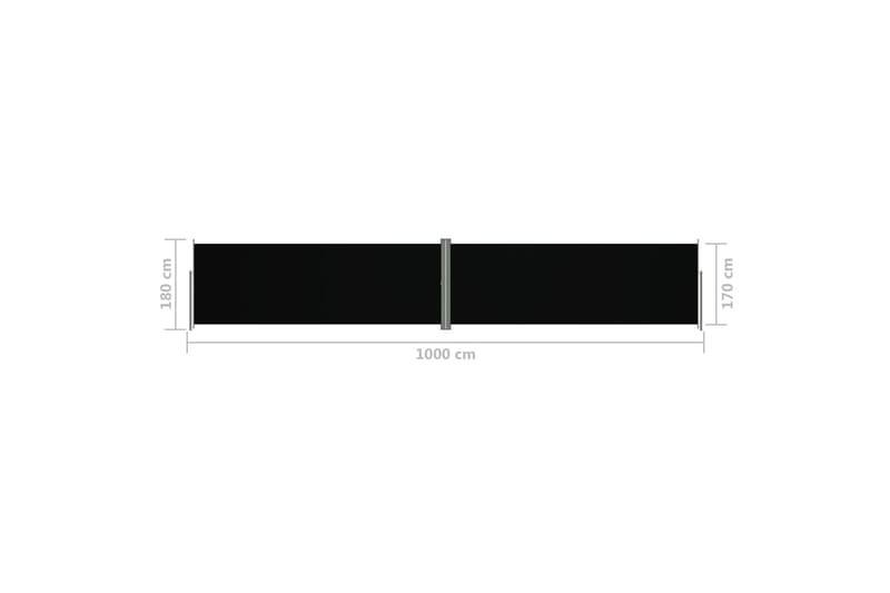 Infällbar sidomarkis svart 180x1000 cm - Svart - Utemöbler - Solskydd - Markiser - Balkongmarkis