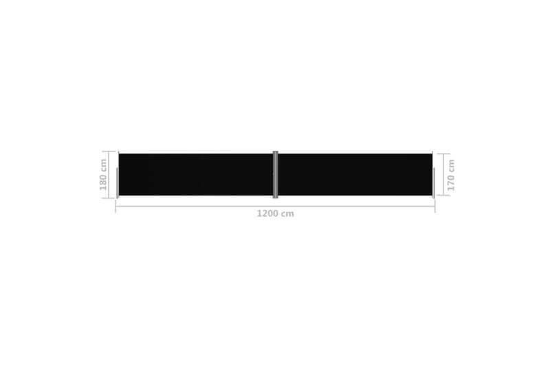 Infällbar sidomarkis svart 180x1200 cm - Svart - Utemöbler - Solskydd - Markiser - Balkongmarkis
