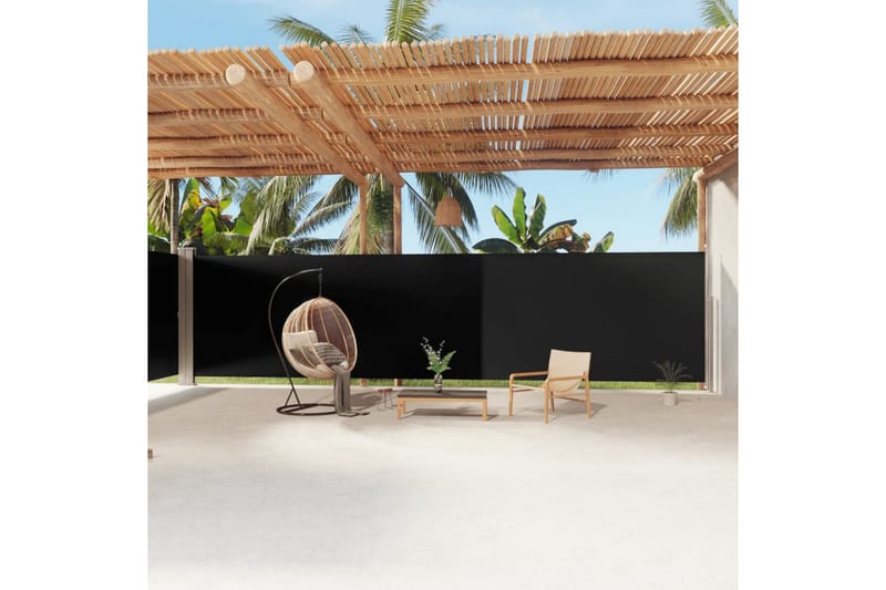 Infällbar sidomarkis svart 200x1200 cm - Svart - Utemöbler - Solskydd - Markiser - Balkongmarkis