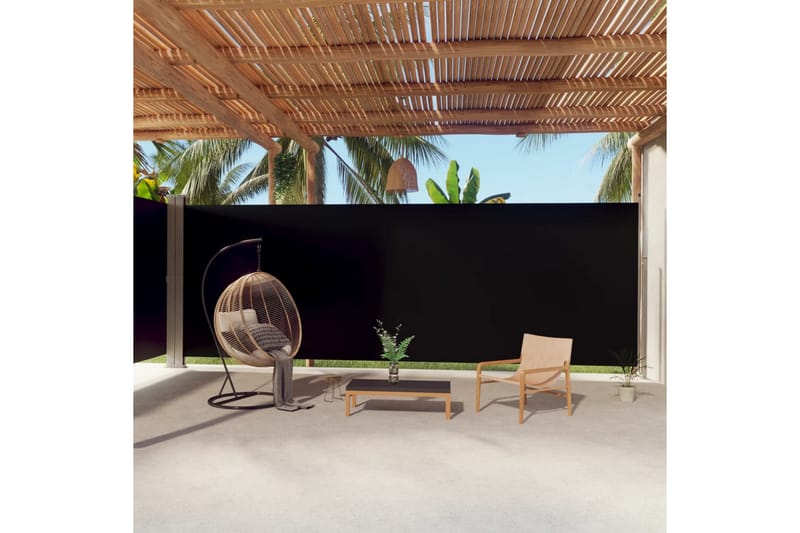 Infällbar sidomarkis svart 220x1000 cm - Svart - Utemöbler - Solskydd - Markiser - Balkongmarkis
