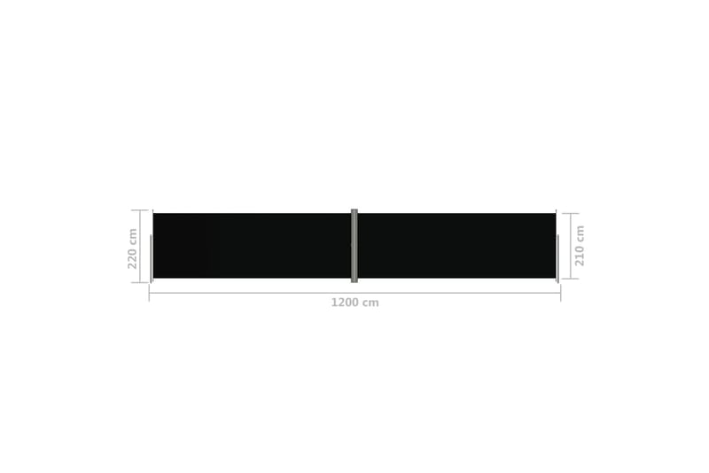 Infällbar sidomarkis svart 220x1200 cm - Svart - Utemöbler - Solskydd - Markiser - Balkongmarkis