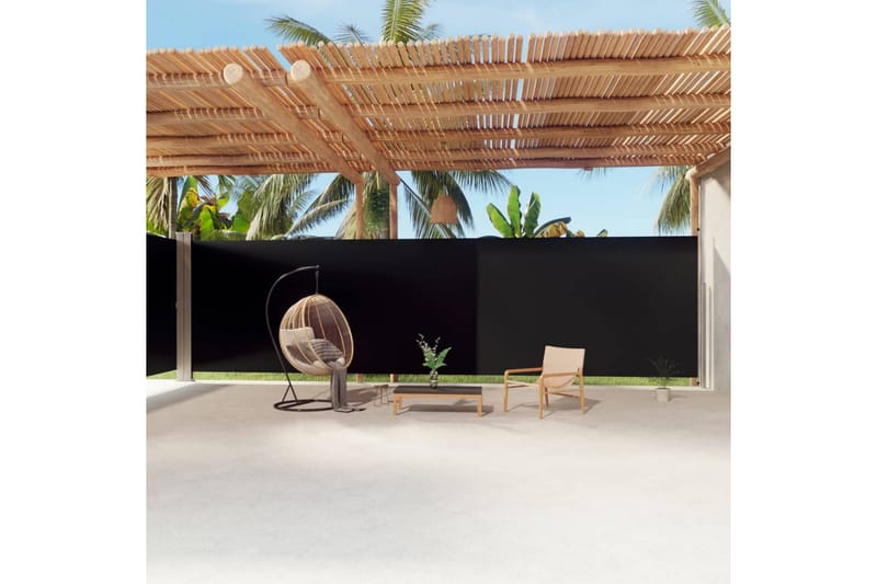 Infällbar sidomarkis svart 220x1200 cm - Svart - Utemöbler - Solskydd - Markiser - Balkongmarkis