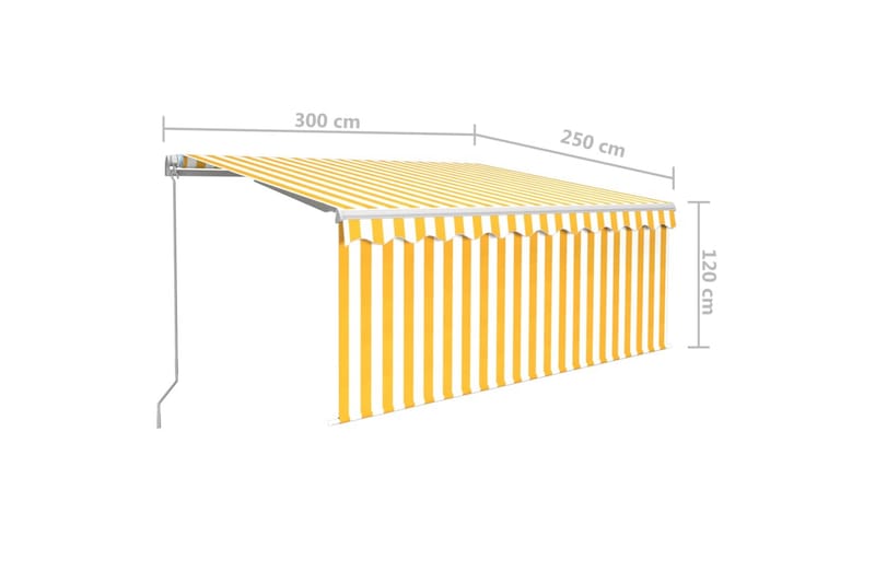 Manuell infällbar markis m rullgardin och LED 3x2,5m gul och - Gul - Fönstermarkis - Markiser - Solskydd fönster