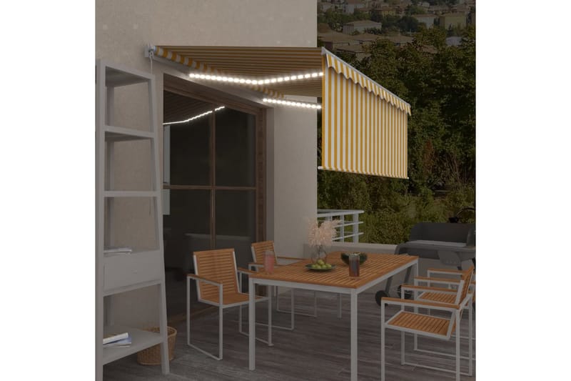 Manuell infällbar markis m rullgardin och LED 3x2,5m gul och - Gul - Utemöbler - Solskydd - Markiser - Fönstermarkis