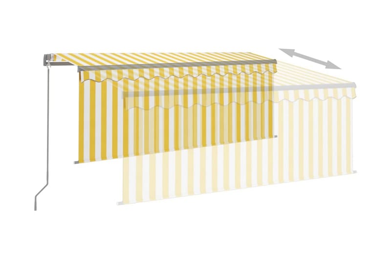 Manuell infällbar markis med rullgardin 3x2,5 m gul och vit - Gul - Fönstermarkis - Markiser