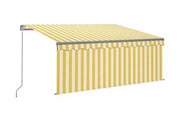 Manuell infällbar markis med rullgardin 3x2,5 m gul och vit