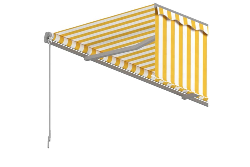 Manuell infällbar markis med rullgardin 3x2,5 m gul och vit - Gul - Fönstermarkis - Markiser