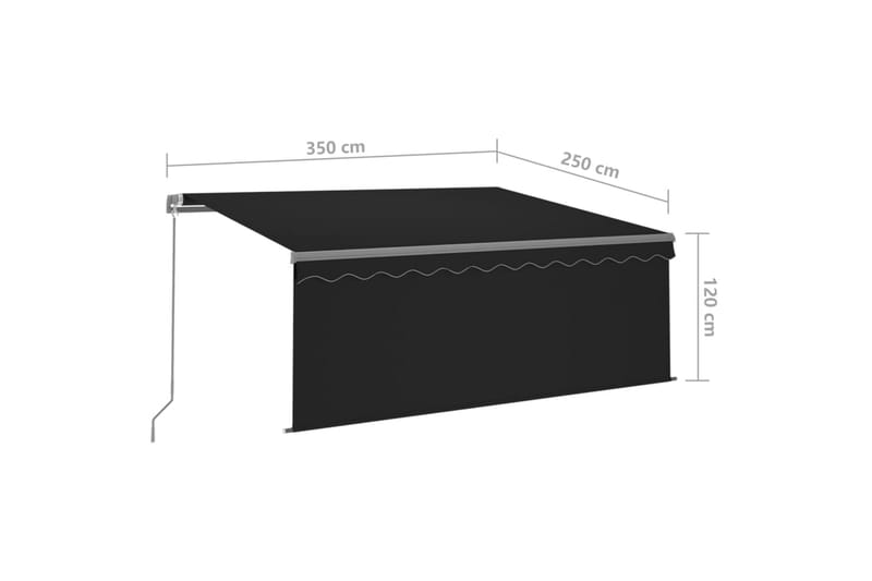 Manuell infällbar markis med rullgardin och LED 3,5x2,5 m an - Antracit - Utemöbler - Solskydd - Markiser - Fönstermarkis