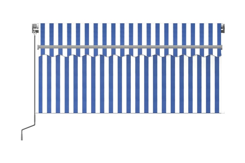 Manuell markis med rullgardin 3x2,5 m blå och vit - Blå - Fönstermarkis - Markiser