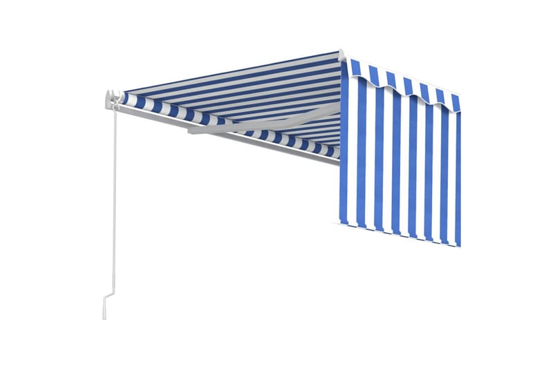 Manuell markis med rullgardin 4x3 m blå och vit - Blå - Fönstermarkis - Markiser
