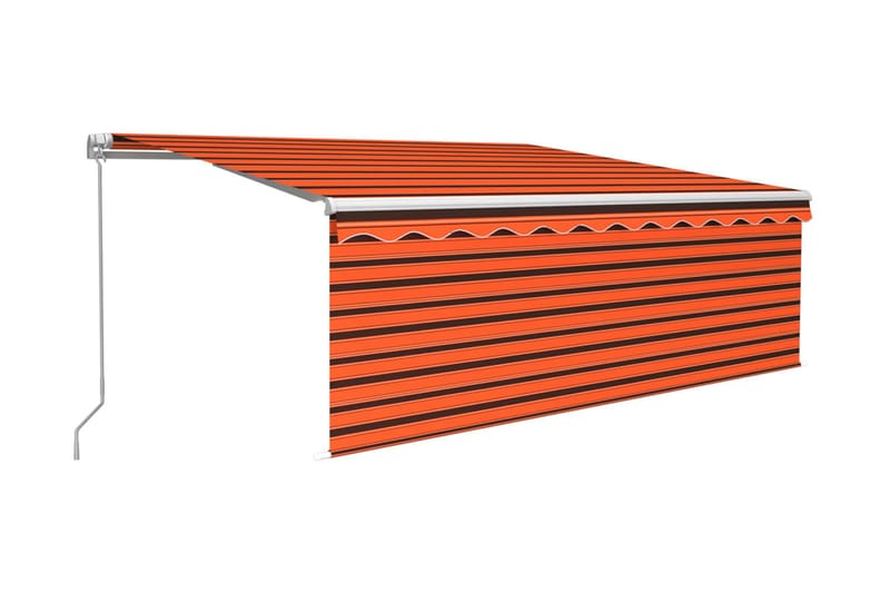 Manuell markis med rullgardin 4x3 m orange/brun - Orange - Fönstermarkis - Markiser