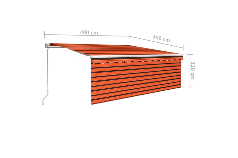 Manuell markis med rullgardin 4x3 m orange/brun - Orange - Fönstermarkis - Markiser