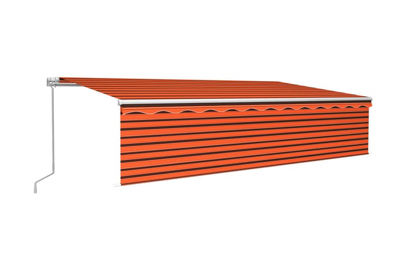 Manuell markis med rullgardin 6x3 m orange/brun - Orange - Fönstermarkis - Markiser - Solskydd fönster