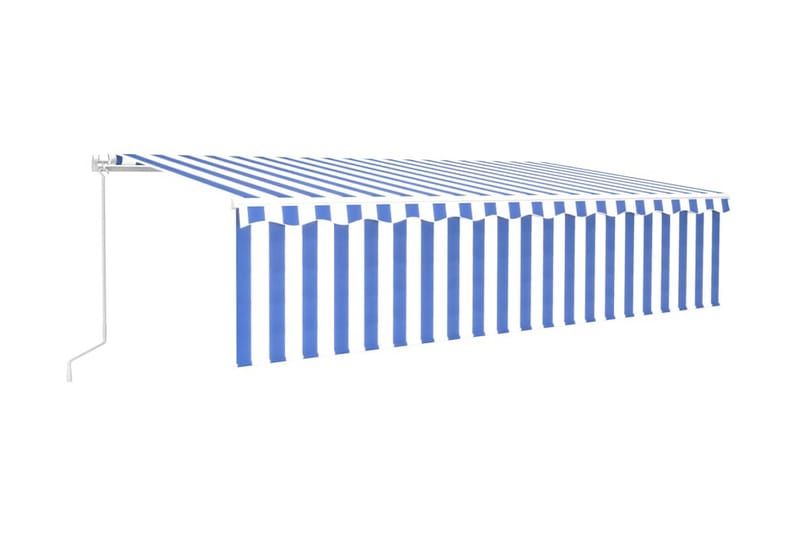 Manuell markis med rullgardin 6x3m blå/vit - Blå - Fönstermarkis - Markiser - Solskydd fönster