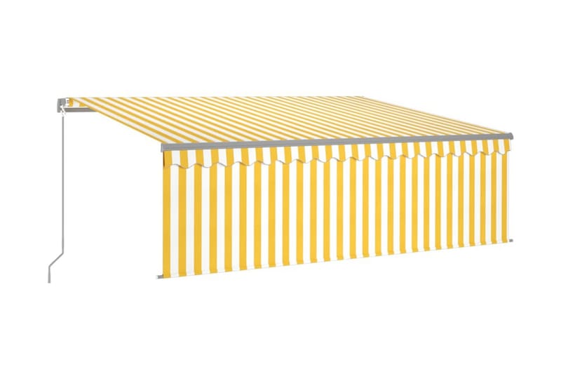Manuell markis med rullgardin LED 4,5x3m gul/vit - Gul - Markiser - Fönstermarkis