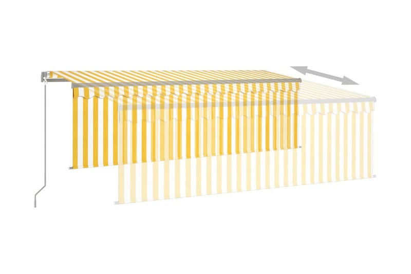 Manuell markis med rullgardin LED 4,5x3m gul/vit - Gul - Fönstermarkis - Markiser