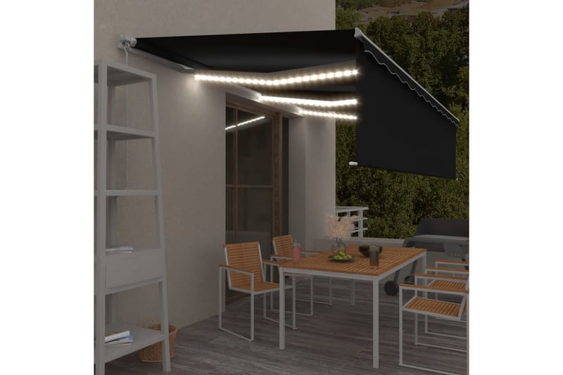 Manuell markis med rullgardin LED 6x3m antracit - Antracit - Utemöbler - Solskydd - Markiser - Fönstermarkis