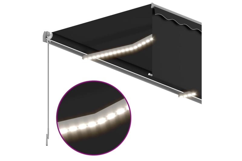 Manuell markis med rullgardin och LED 4x3m antracit - Antracit - Utemöbler - Solskydd - Markiser - Fönstermarkis
