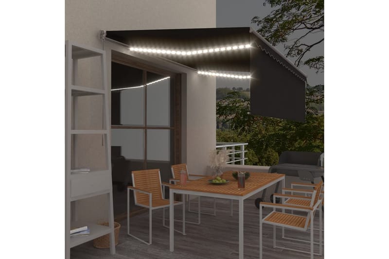 Manuell markis med rullgardin och LED 4x3m antracit - Antracit - Utemöbler - Solskydd - Markiser - Fönstermarkis