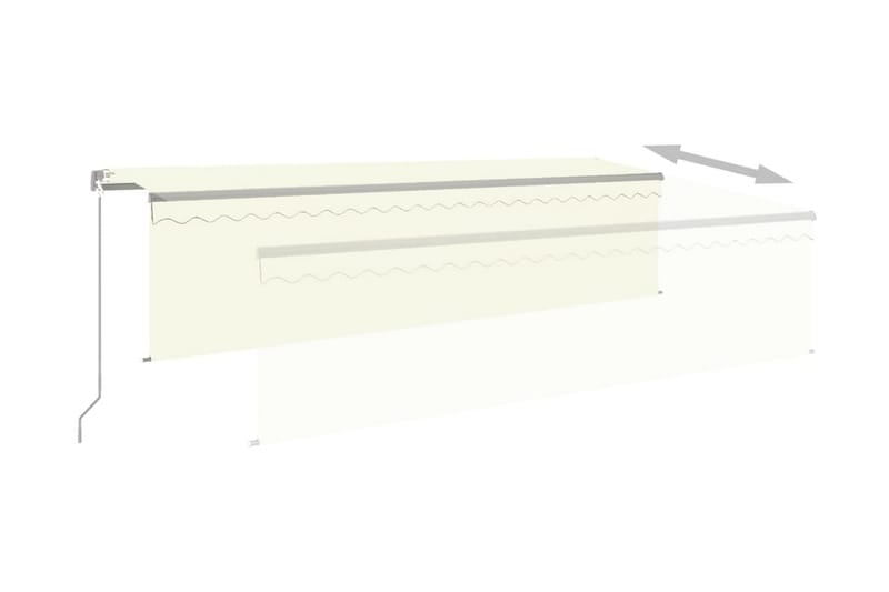 Manuell markis med rullgardin och LED 5x3m gräddvit - Vit - Utemöbler - Solskydd - Markiser - Fönstermarkis