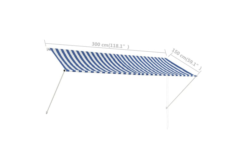 Markis 300x150 cm blå och vit - Flerfärgad - Utemöbler - Solskydd - Markiser - Fönstermarkis
