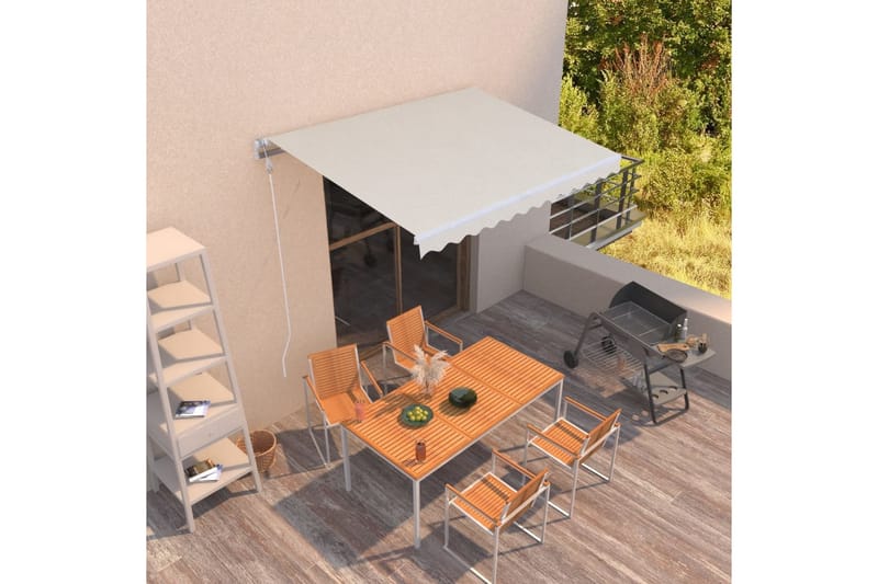 Markis automatiskt infällbar 300x250 cm gräddvit - Vit - Utemöbler - Solskydd - Markiser - Balkongmarkis