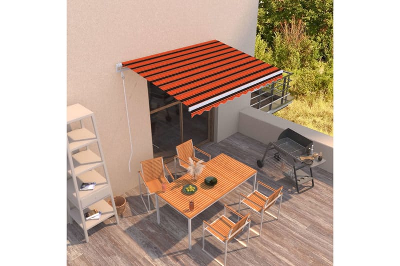 Markis automatiskt infällbar 300x250 cm orange och brun - Orange - Utemöbler - Solskydd - Markiser - Balkongmarkis