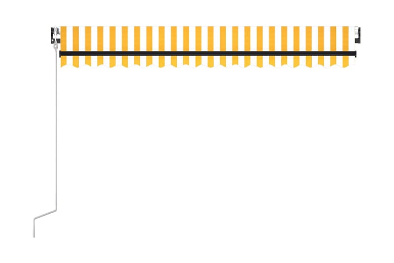 Markis automatiskt infällbar 450x300 cm gul och vit - Gul - Balkongmarkis - Markiser - Terrassmarkis