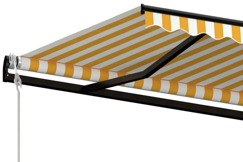 Markis automatiskt infällbar 450x300 cm gul och vit - Gul - Balkongmarkis - Markiser - Terrassmarkis