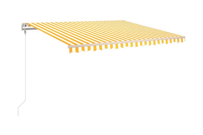 Markis automatiskt infällbar 450x350 cm gul och vit - Gul - Utemöbler - Solskydd - Markiser - Balkongmarkis