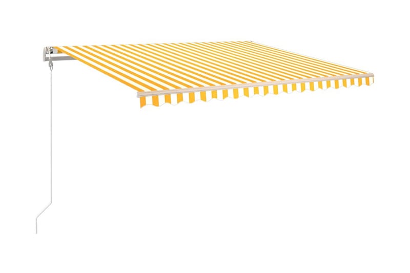 Markis automatiskt infällbar 450x350 cm gul och vit - Gul - Balkongmarkis - Markiser - Terrassmarkis