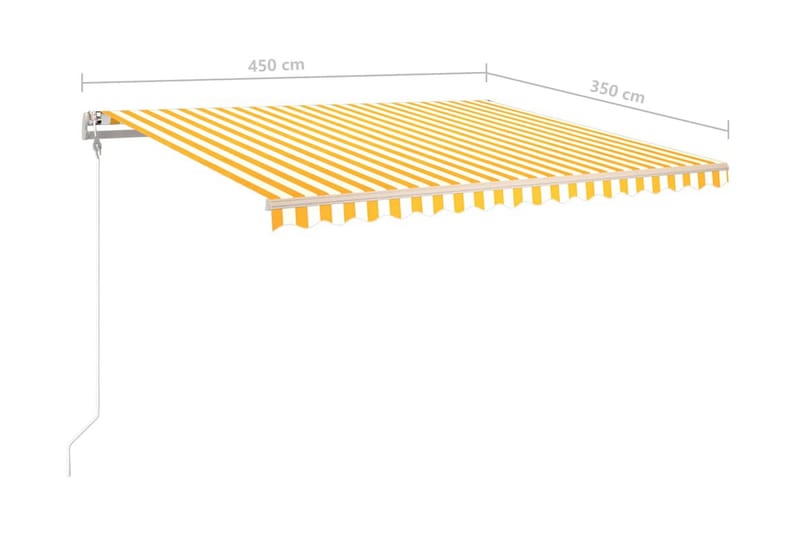 Markis automatiskt infällbar 450x350 cm gul och vit - Gul - Balkongmarkis - Markiser - Terrassmarkis