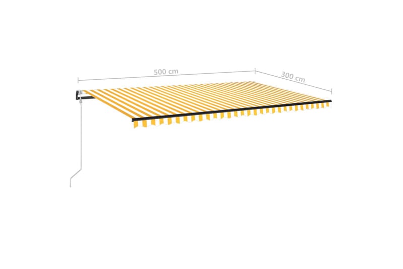 Markis automatiskt infällbar 500x300 cm gul och vit - Gul - Balkongmarkis - Markiser - Terrassmarkis