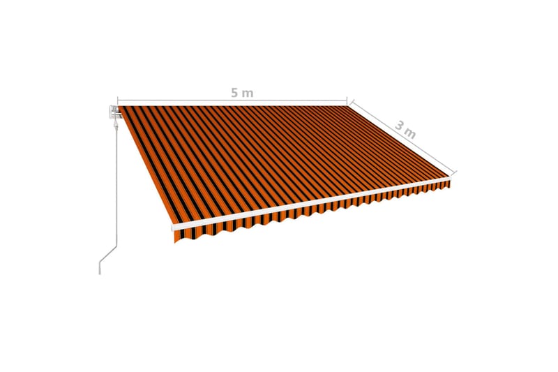 Markis automatiskt infällbar 500x300 cm orange och brun - Orange - Balkongmarkis - Markiser - Terrassmarkis