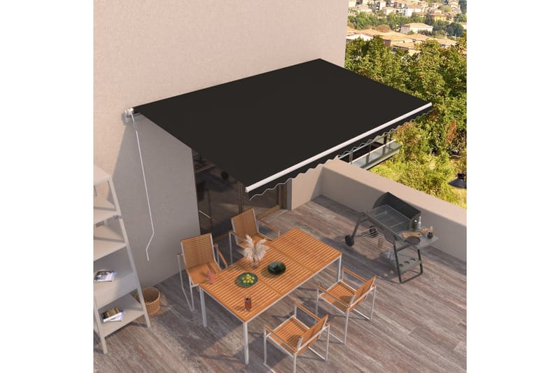 Markis automatiskt infällbar 500x350 cm antracit - Antracit - Utemöbler - Solskydd - Markiser - Balkongmarkis
