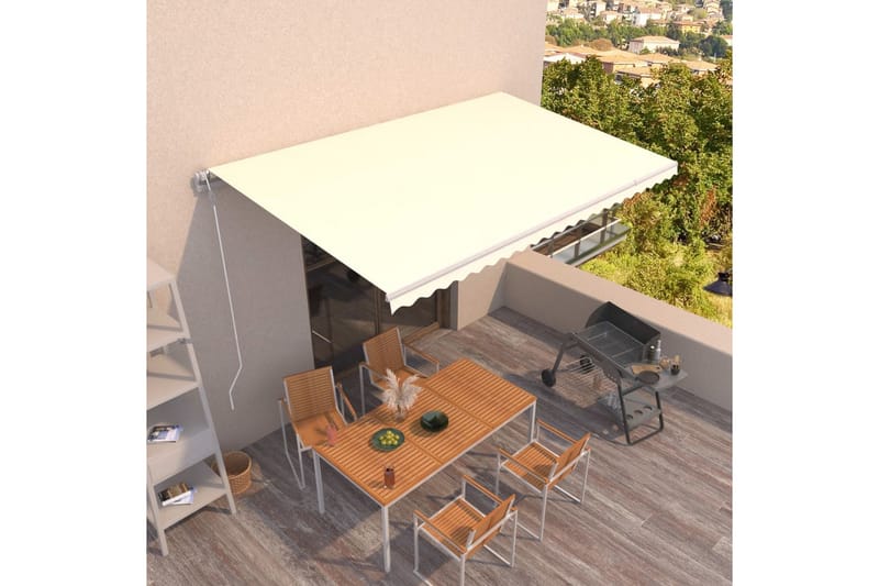 Markis automatiskt infällbar 500x350 cm gräddvit - Kräm - Utemöbler - Solskydd - Markiser - Balkongmarkis