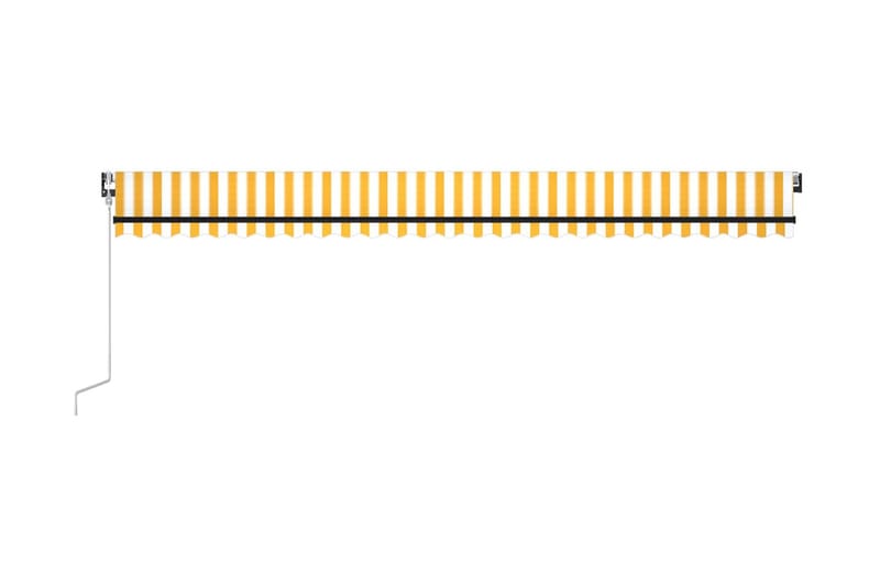 Markis automatiskt infällbar 600x350 cm gul och vit - Gul - Balkongmarkis - Markiser - Terrassmarkis