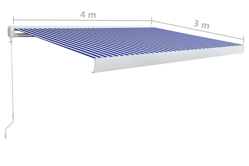 Markis manuell 400x300 cm blå och vit - Blå - Fönstermarkis - Markiser