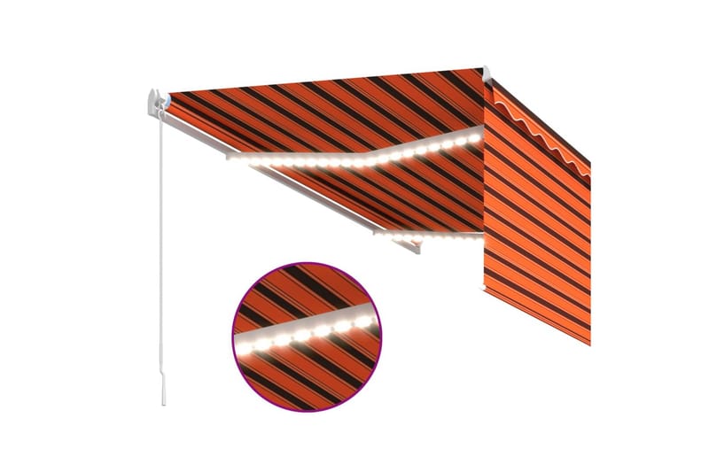 Markis manuell med rullgardin 3,5x2,5 m orange och brun - Orange - Utemöbler - Solskydd - Markiser - Fönstermarkis