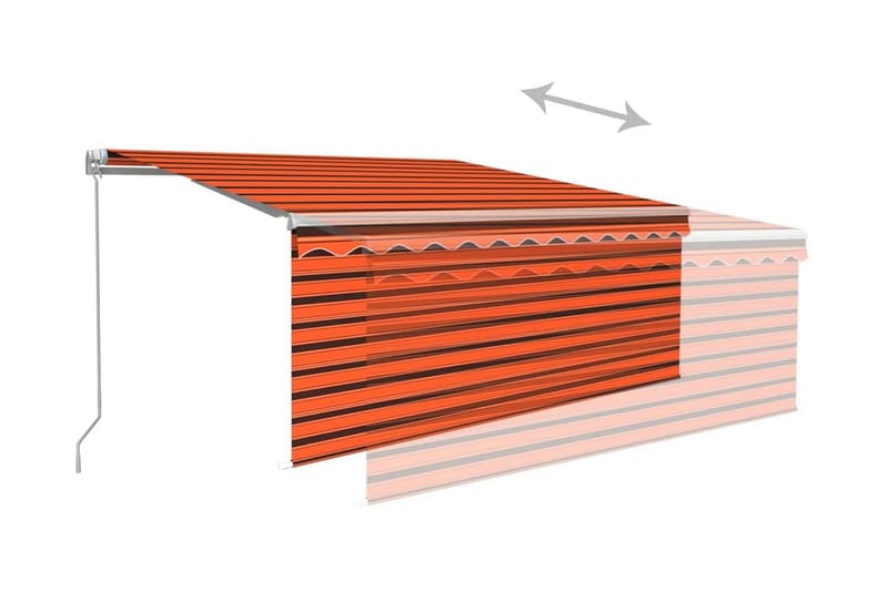 Markis manuell med rullgardin 3,5x2,5 m orange och brun - Orange - Utemöbler - Solskydd - Markiser - Fönstermarkis