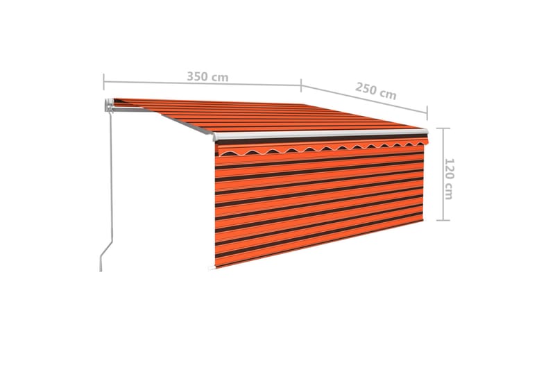 Markis manuell med rullgardin 3,5x2,5 m orange och brun - Orange - Utemöbler - Solskydd - Markiser - Fönstermarkis